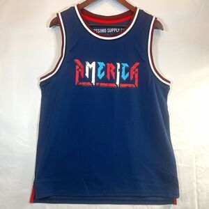 Mossimo Supply Co Men's Mesh Jersey Tank Breathable America USA Graphic Size L